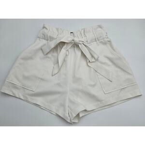 Akira Women's M White Elastic Tie Waist Paperbag Shorts